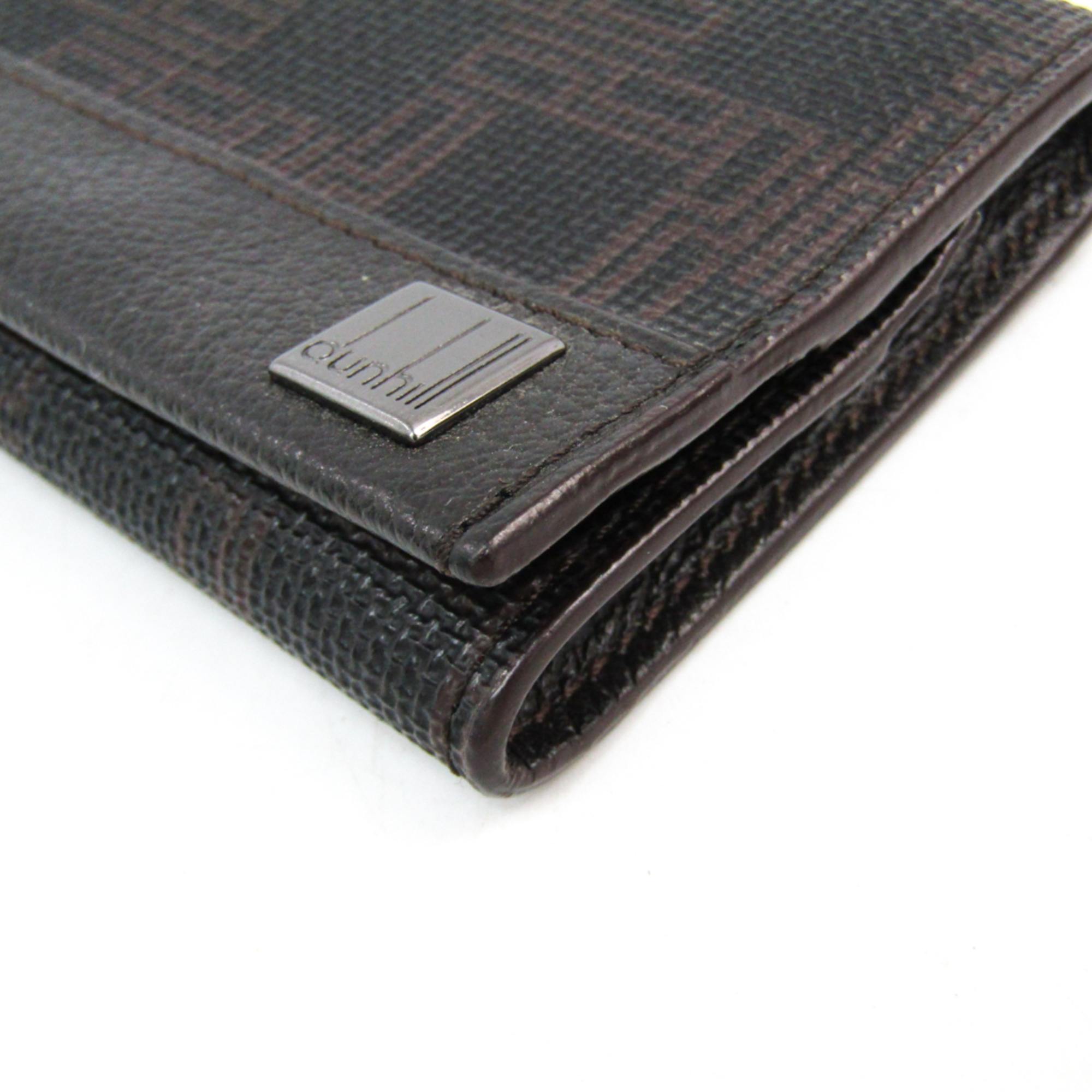 Dunhill Leather Coated Canvas Card Case Dark Brown