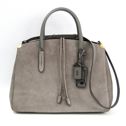 Coach Trim Cooper Carryall 22822 Women's Suede,Leather Handbag,Shoulder Bag Gray