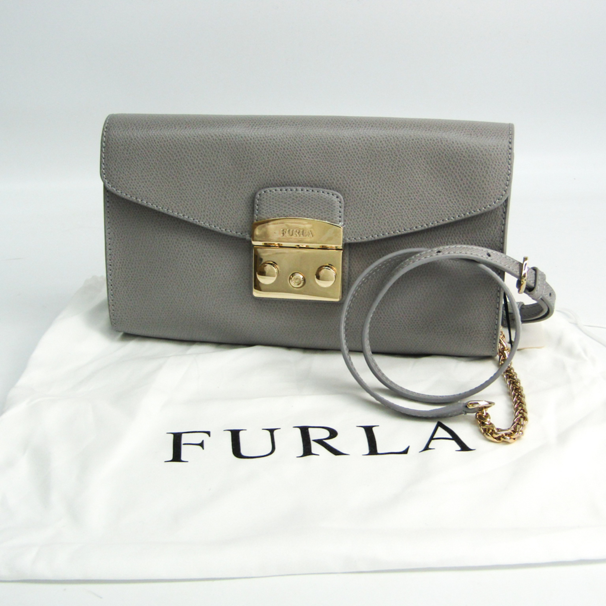 Furla Metropolis 978069 Women's Leather Shoulder Bag Gray