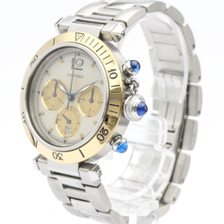 CARTIER Pasha 38 Chronograph 18K Gold Steel Watch W3101155