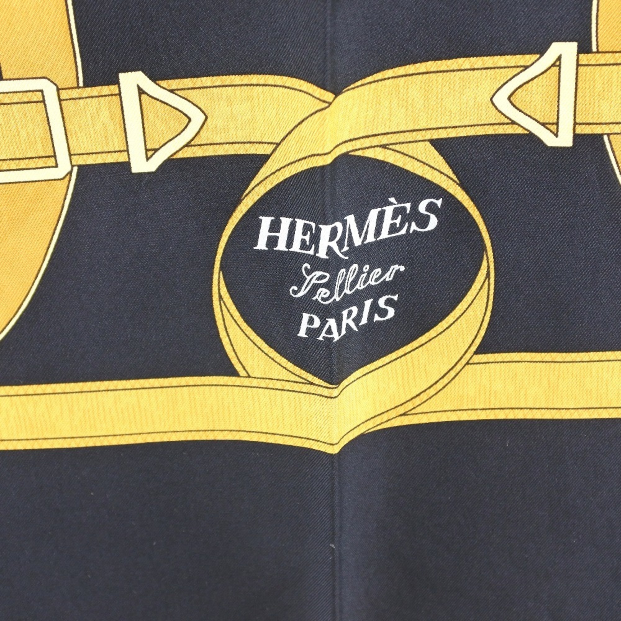 Hermes Curry 90 Women's Silk Scarf Black
