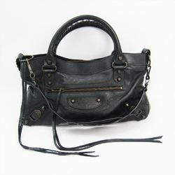 Balenciaga Fast 103208 Women's Leather Shoulder Bag Black