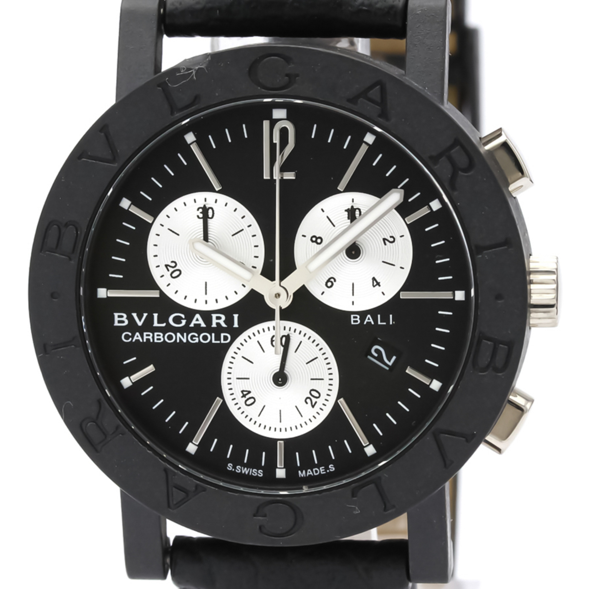 Bvlgari Quartz Carbon,White Gold (18K) Unisex Sports Watch BB38CLCH