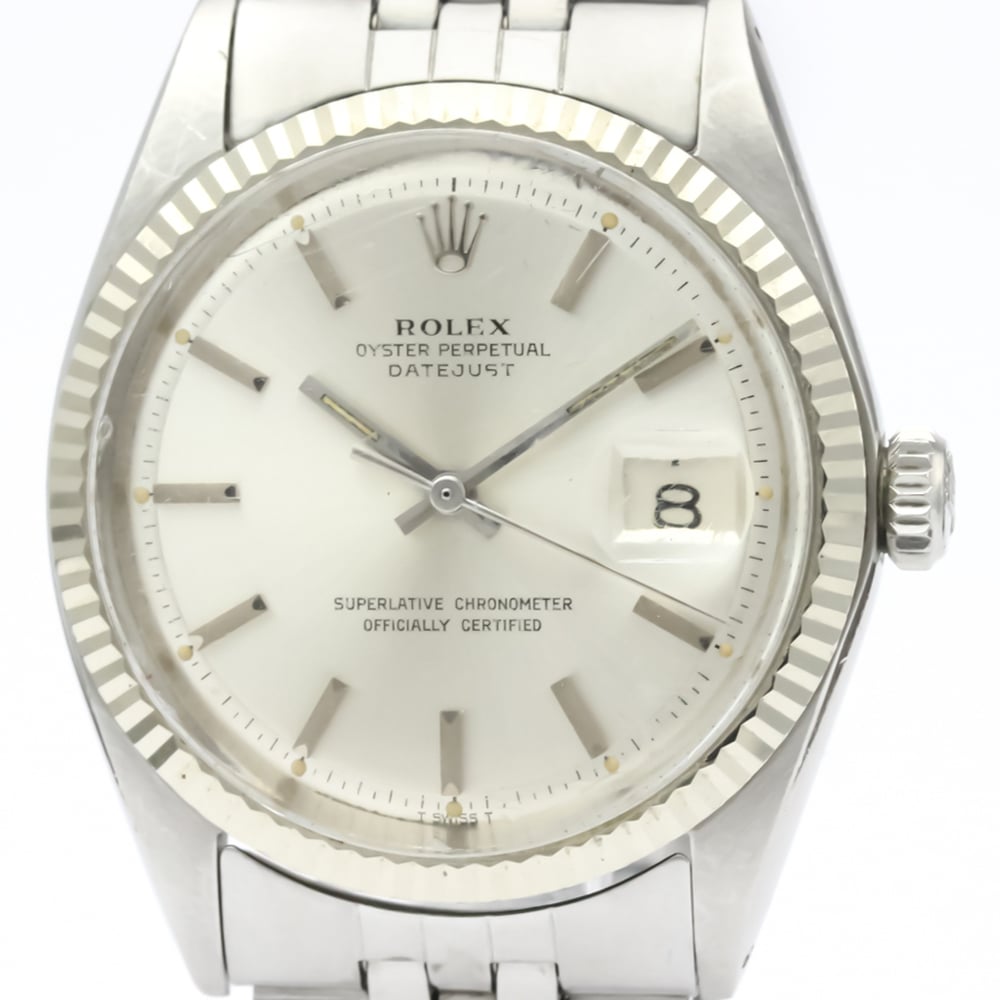 Rolex Oyster Perpetual Datejust Silver Dial 1601 Steel Yellow Gold