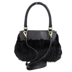 GIVENCHY Givenchy Pandora Logo 2way Bag Handbag Shoulder Mink Fur Leather Black 20200331