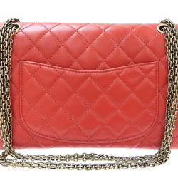 CHANEL Chanel matrasse 2.55 metal fittings W chain shoulder bag double flap red 13th 20200328