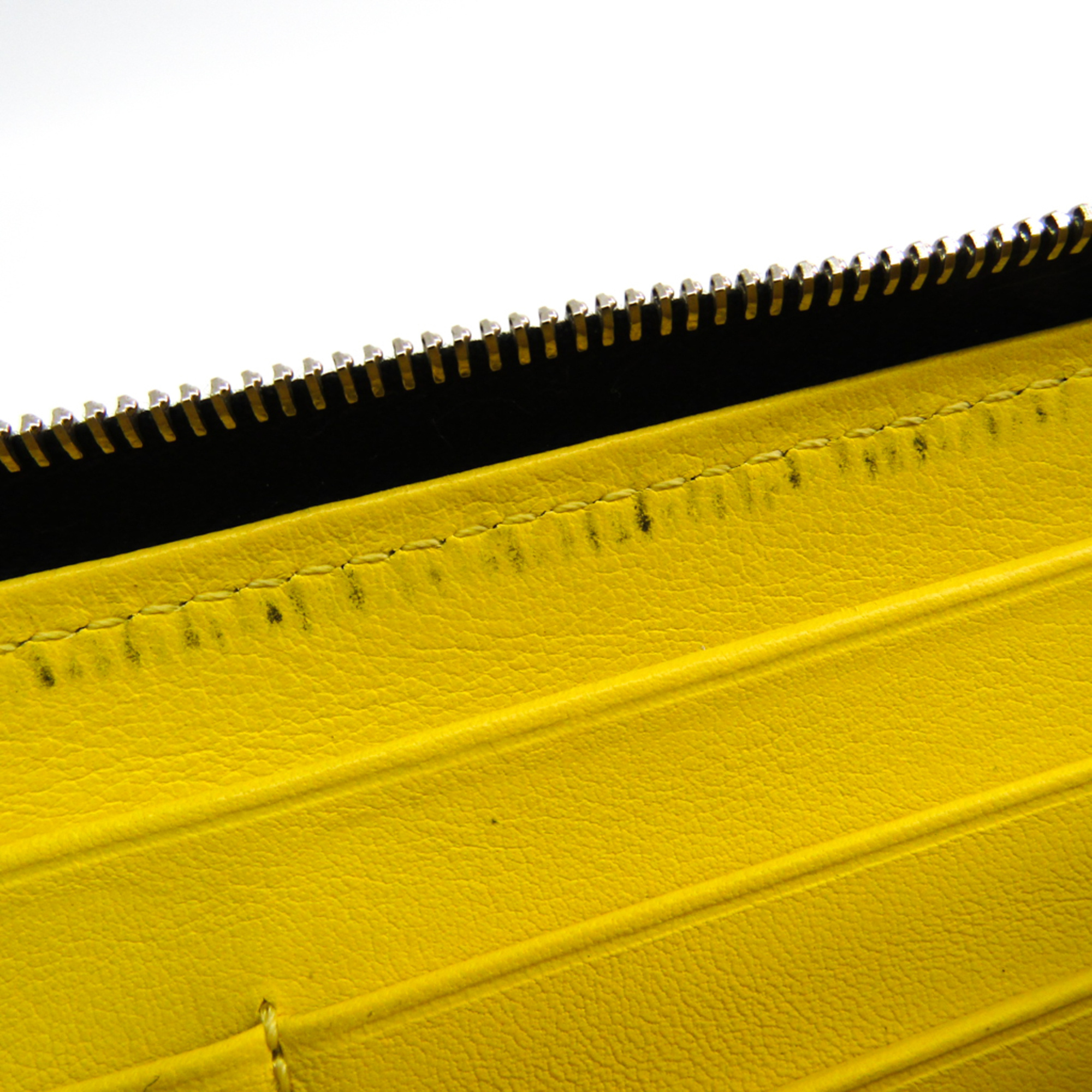 Celine LARGE ZIPPED MULTIFUNCTION Women's Leather Long Wallet (bi-fold) Black,Yellow