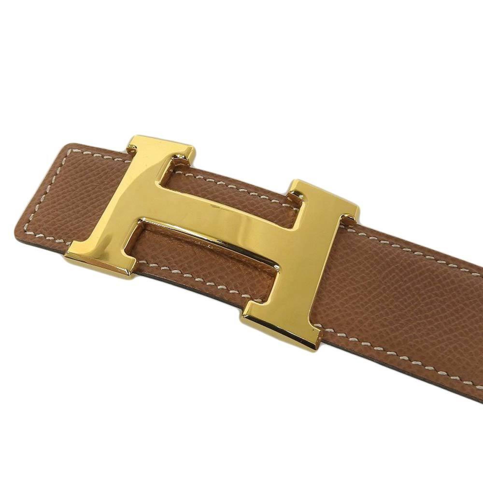 Hermes HERMES waist belt Kushbel brown GP buckle size 65 