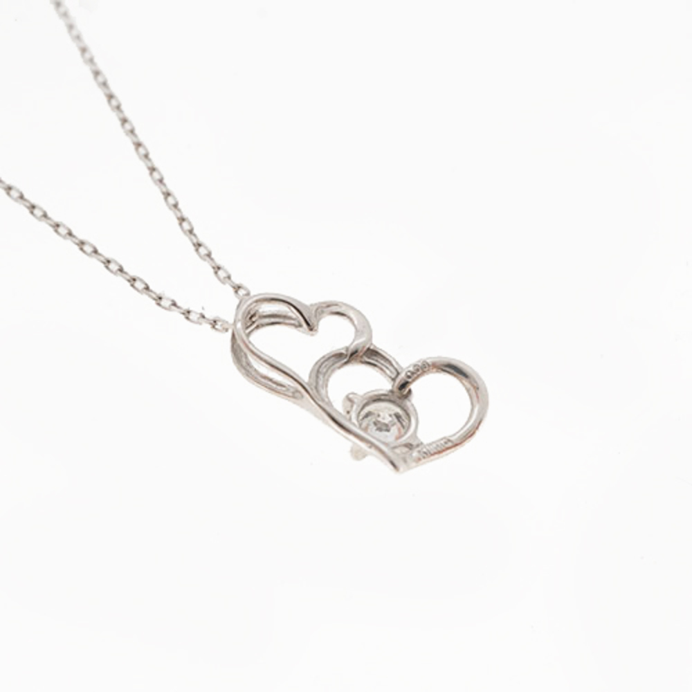 Diamond Necklace Heart Motif K18WG White Gold Diamond 0.08ct