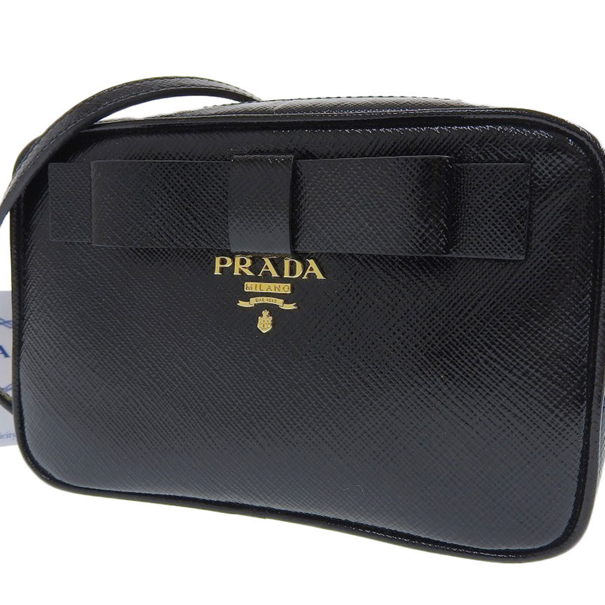 PRADA Prada mini shoulder bag 2WAY Saffiano black gold metal