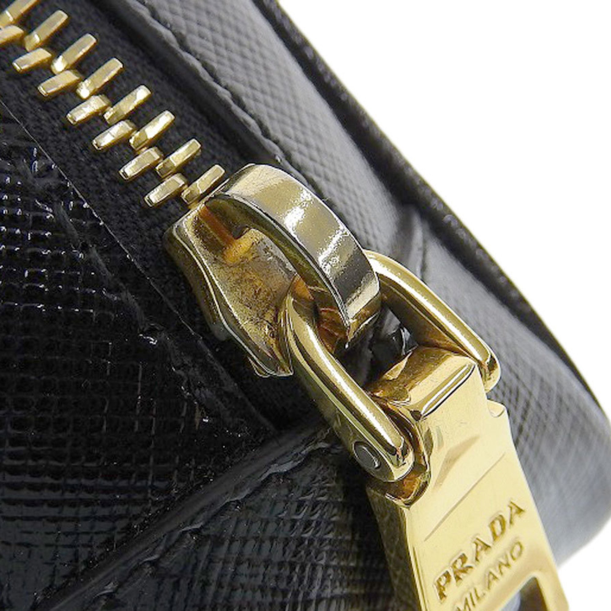 PRADA Prada mini shoulder bag 2WAY Saffiano black gold metal fittings 1N1674 ribbon pouch enamel 20200403