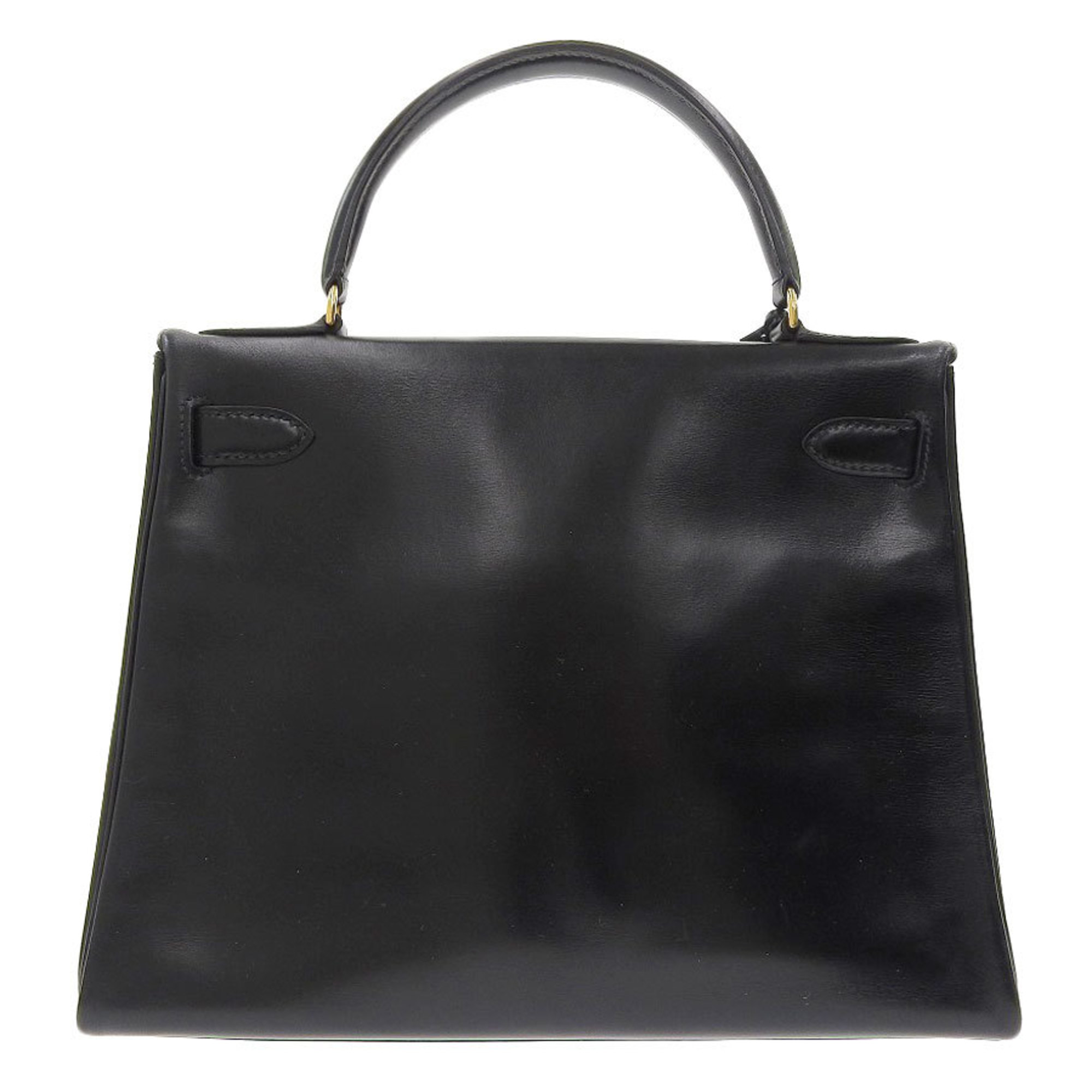 HERMES Hermes Kelly 28 Box Calf Noir 2way Handbag Shoulder Leather Black 