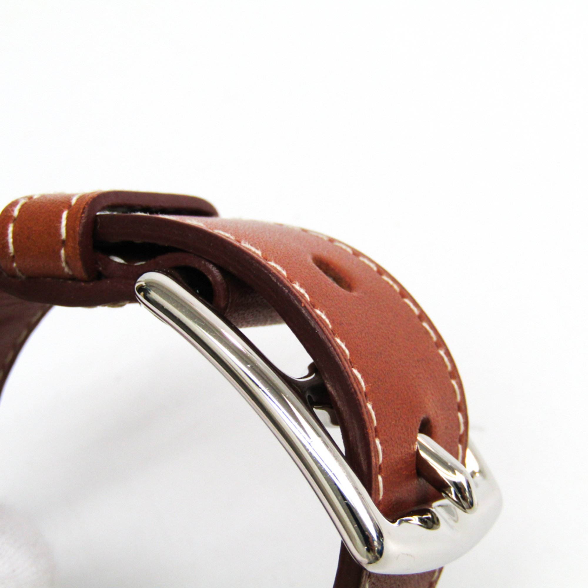 Hermes Etrivier Studs Leather Bracelet Brown,Silver