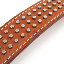 Hermes Etrivier Studs Leather Bracelet Brown,Silver