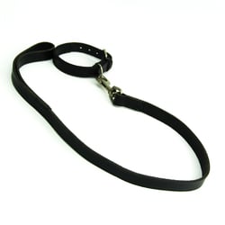 Burberry Dog Collar & Leash Set Leather Black