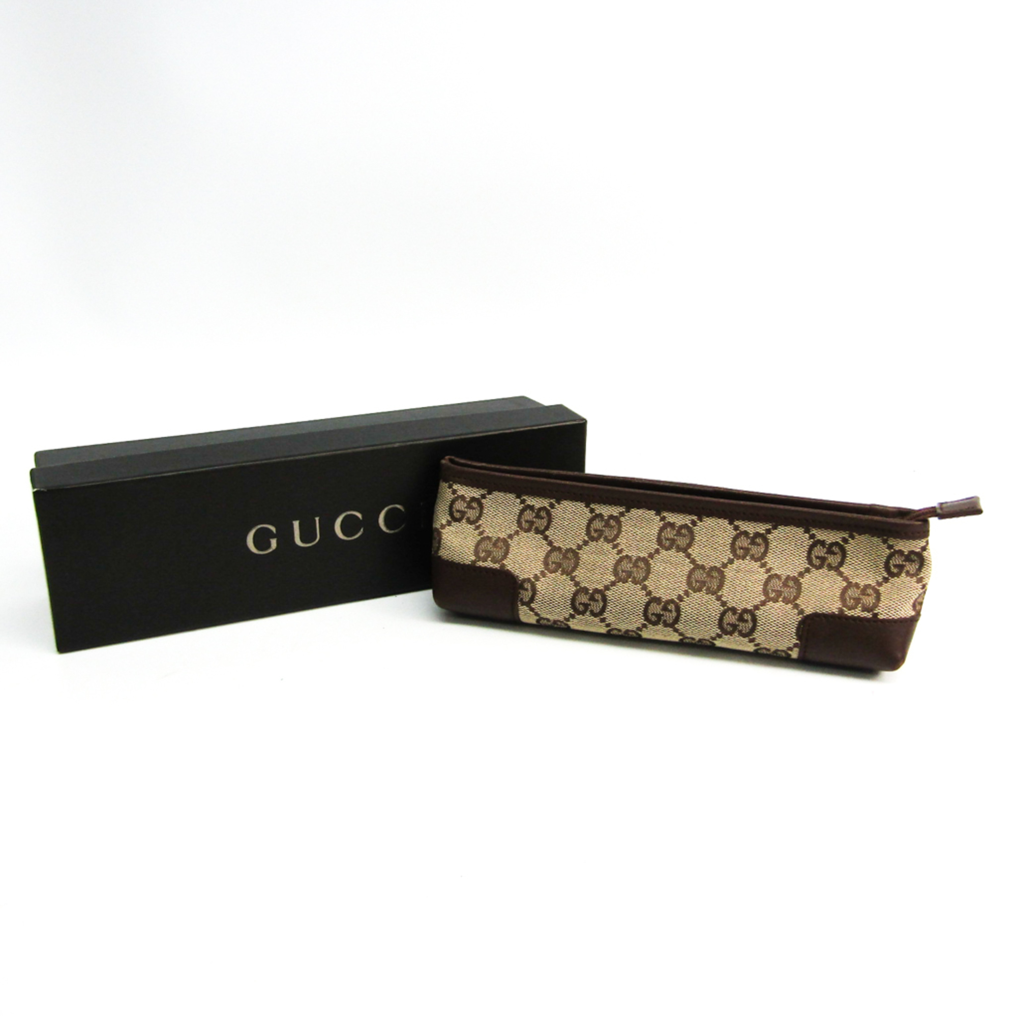 Gucci GG Canvas,Leather Pen Case (Beige,Brown) Pencil case accessory case 28882