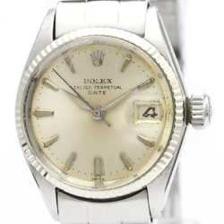 ROLEX Oyster Perpetual Date 6517 White Gold Steel Ladies Watch