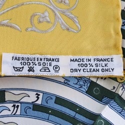 HERMES Carre 42 handkerchief silk yellow women's scarf