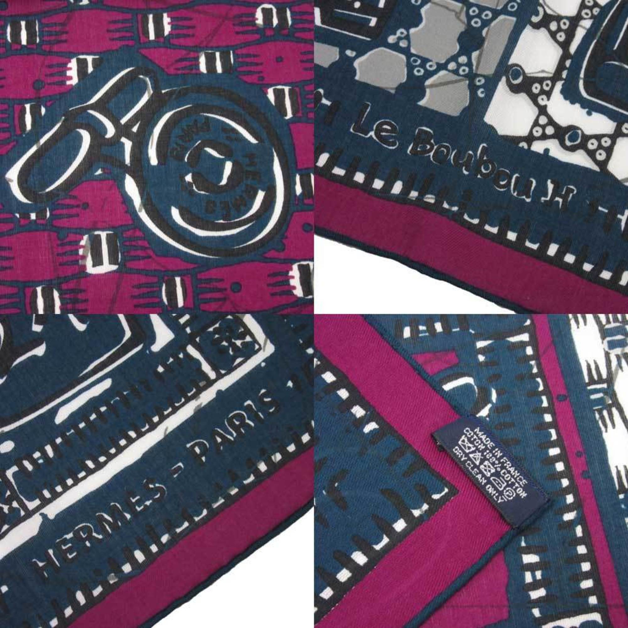 Hermes HERMES scarf navy purple black white 100% women's h21541