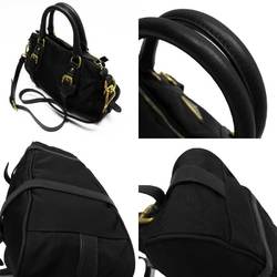 Prada handbag shoulder bag triangle logo NERO gold nylon leather ladies 