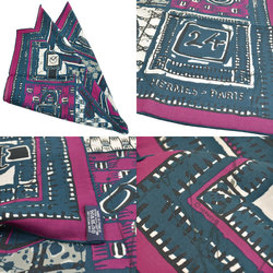 Hermes HERMES handkerchief navy Bordeaux white 100% cotton scarf ladies r7624