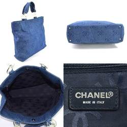 Chanel Handbag Tote Bag Vichy Line Denim Blue CHANEL Ladies i0346