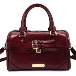Burberry BURBERRY Handbag Shoulder Bag Bordeaux Gold Leather Ladies h22462