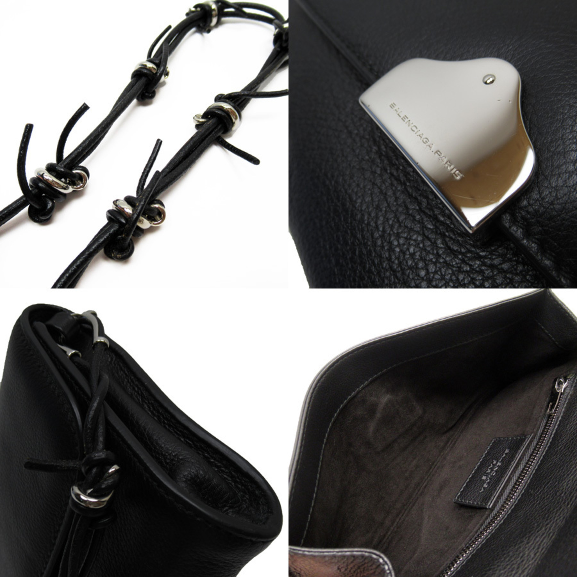 Balenciaga BALENCIAGA shoulder bag black silver leather h22651