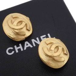 Chanel Earrings Coco Mark Vintage Gold Round Logo Ladies 