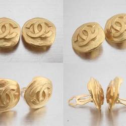 Chanel Earrings Coco Mark Vintage Gold Round Logo Ladies 