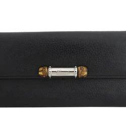 Gucci Wallet Bamboo Continental Black Leather Ladies Mens 