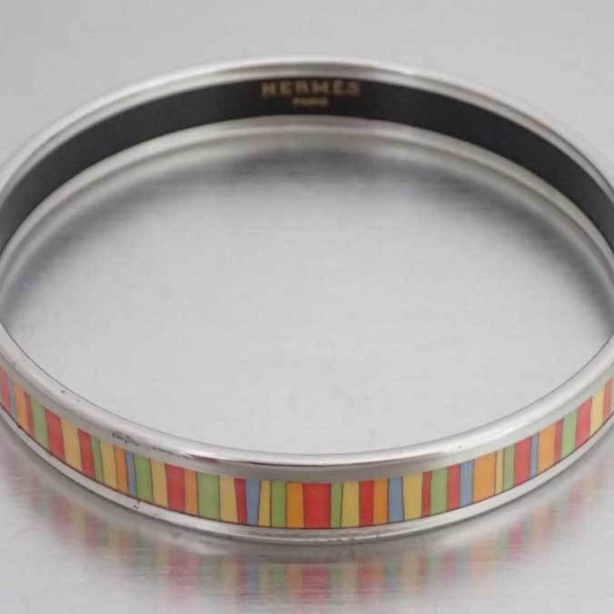 HERMES Bangle Emailil Silver Multicolor Enamel Bracelet Ladies e41520