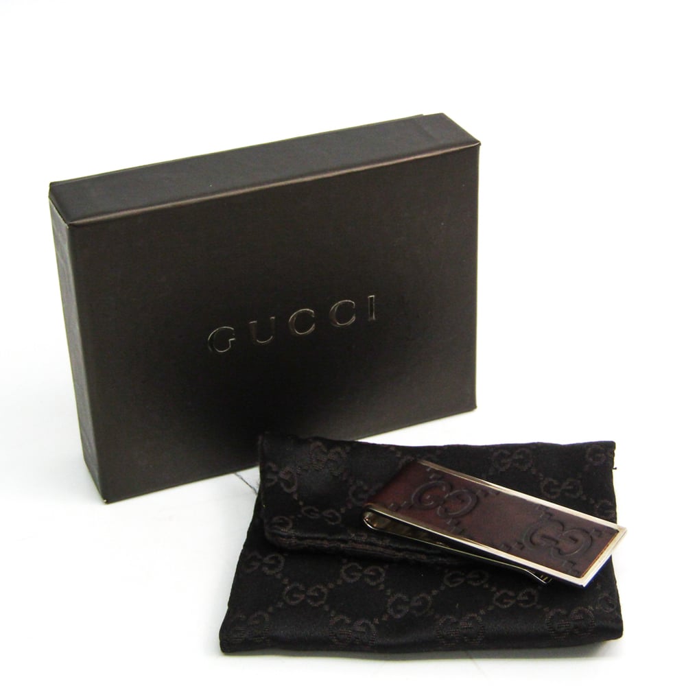 Gucci Silver Microguccissima Money Clip Black Silvery Leather