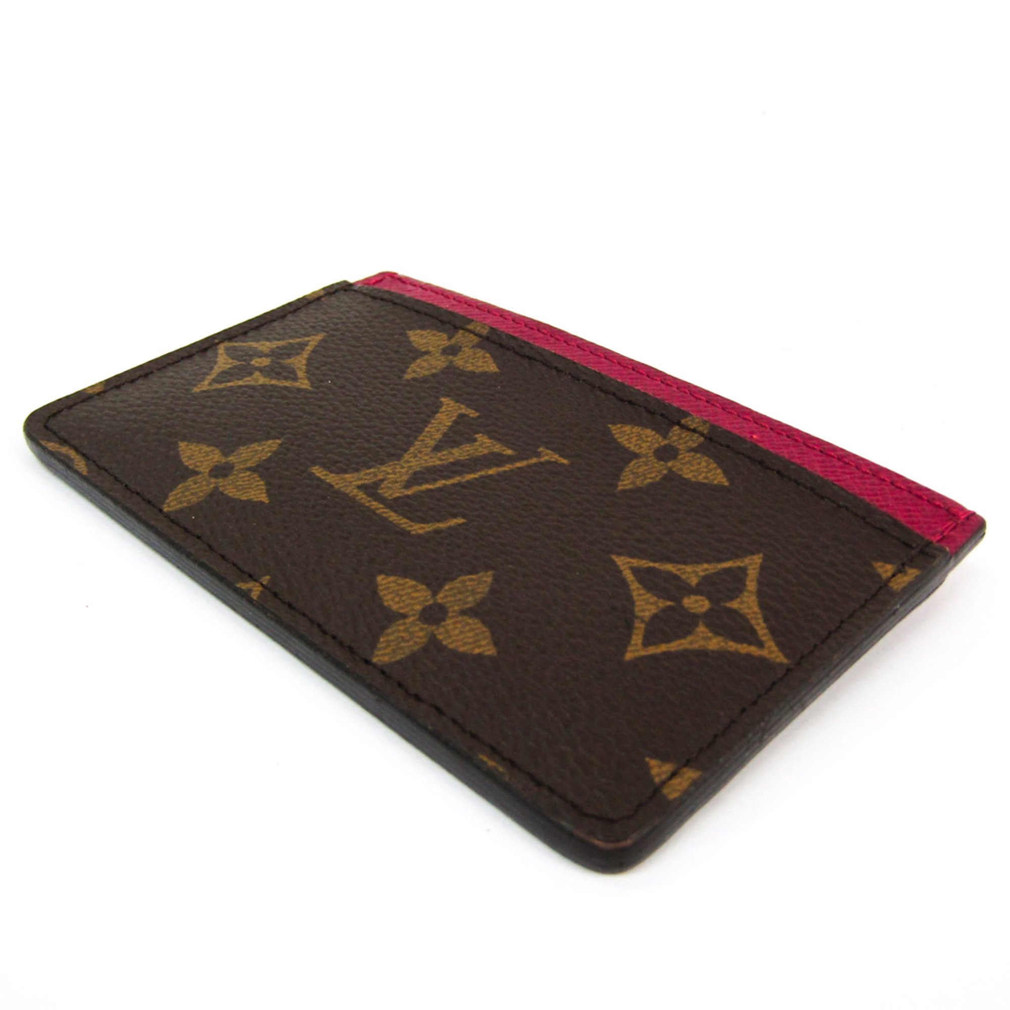 Louis Vuitton Monogram Porte Cartes Simple M60703 Monogram Card Case Fuchsia,Monogram