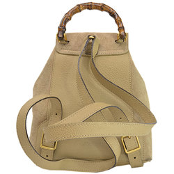 Gucci GUCCI Bag Bamboo Beige Brown Gold Suede Leather Rucksack Backpack Ladies 51891d