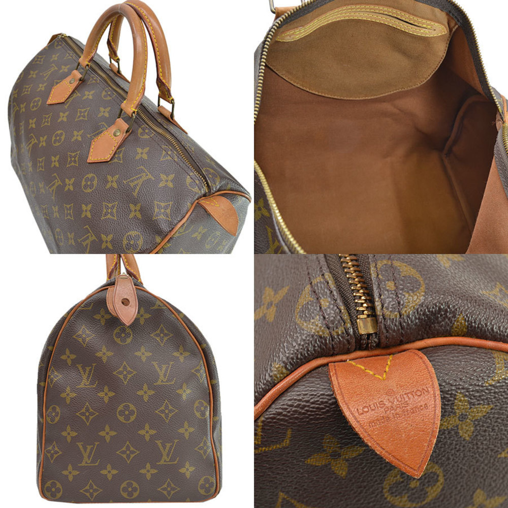 Louis Vuitton Bag Monogram Speedy 35 Brown Canvas Handbag Mini
