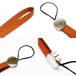 Hermes HERMES Strap Orange Silver Leather Ladies Men 3130b