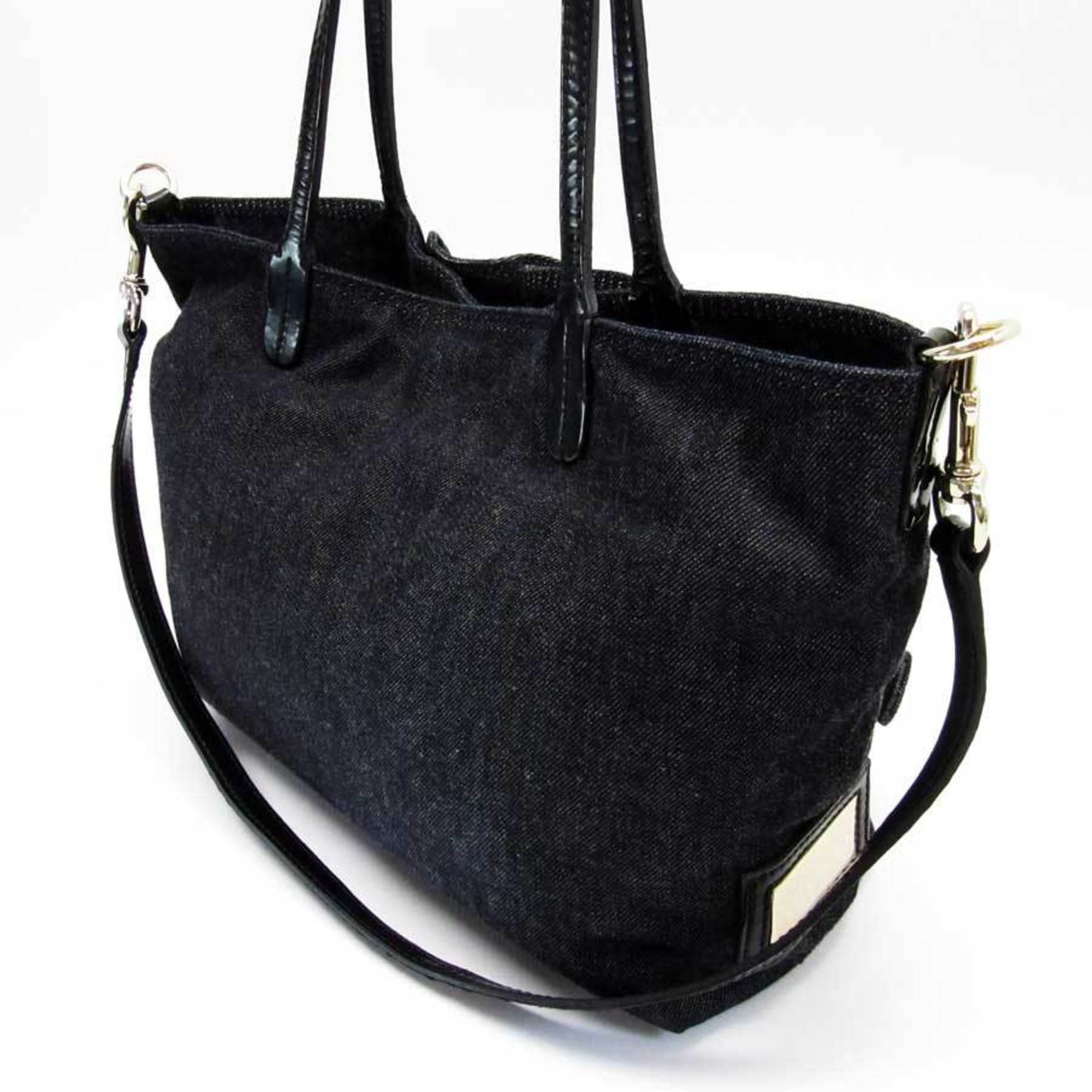 VALENTINO GARAVANI handbag shoulder bag tote navy denim canvas ladies 2696