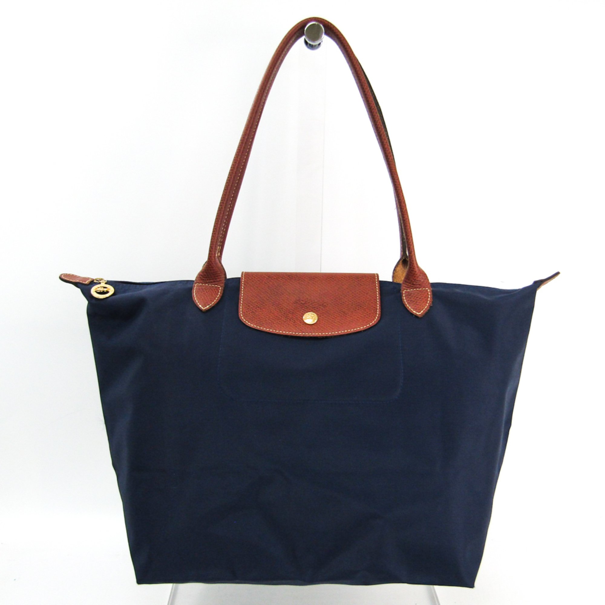 Longchamp Le Pliage L Shopping 1899 089 556 Leather,Nylon Tote Bag Brown,Navy