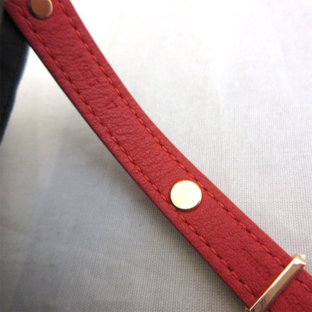 Authentic Louis Vuitton Good Luck Bracelet Black Red Leather 16-16.5cm  Women