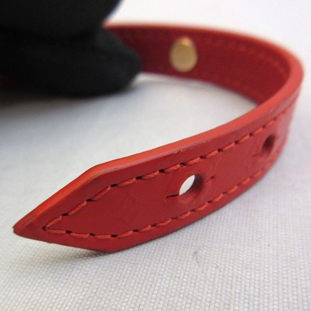 Authentic Louis Vuitton Good Luck Bracelet Black Red Leather 16-16.5cm  Women