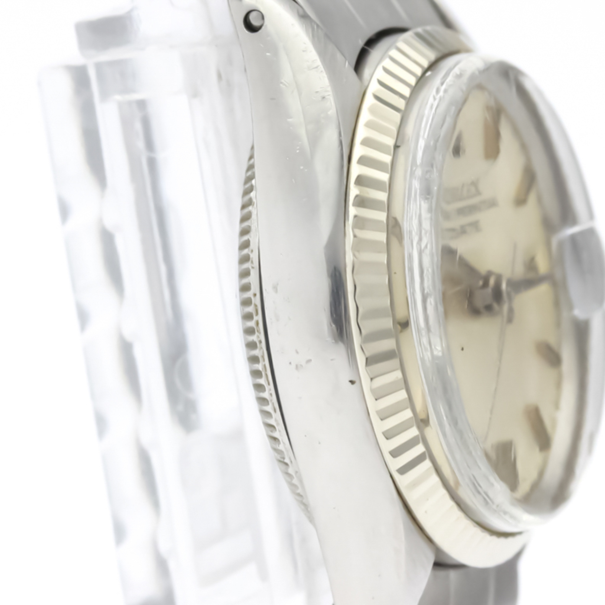 ROLEX Oyster Perpetual Date 6517 White Gold Steel Ladies Watch