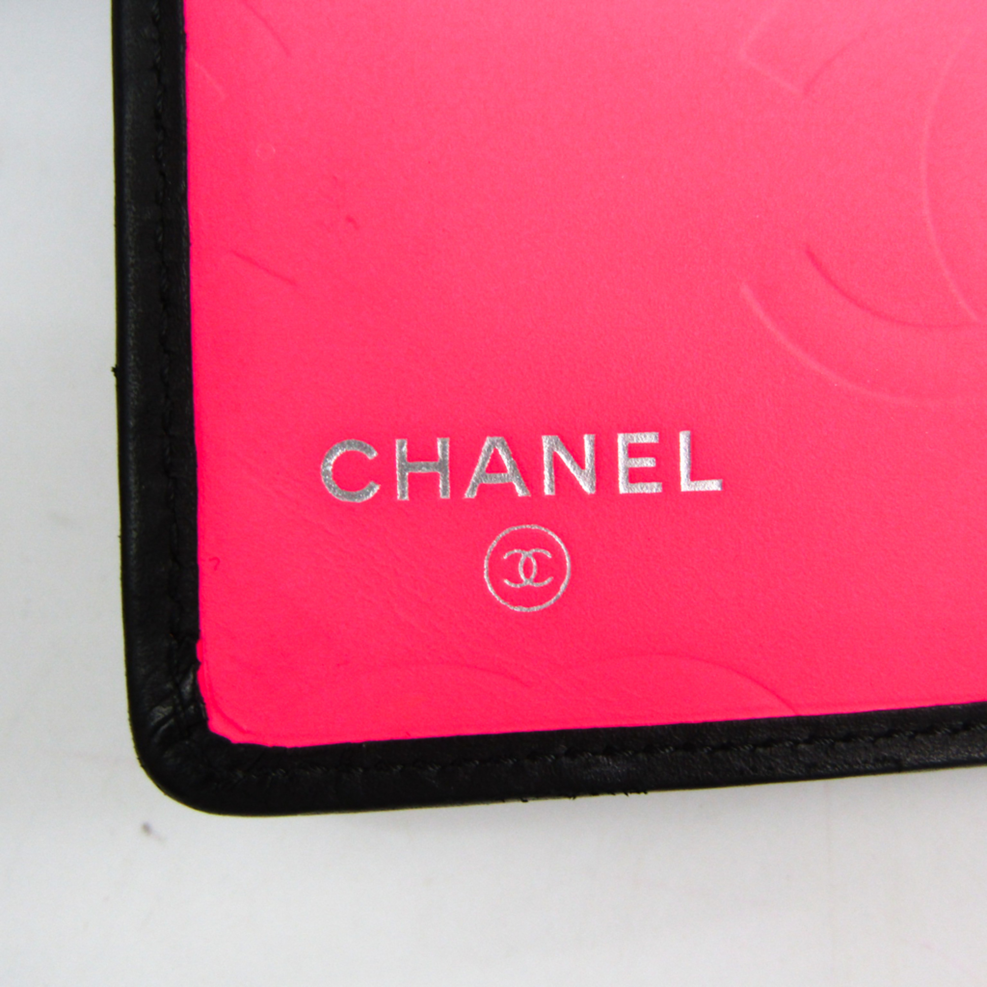 Chanel Cambon A50080 Women's  Enamel Leather Middle Wallet (bi-fold) Black