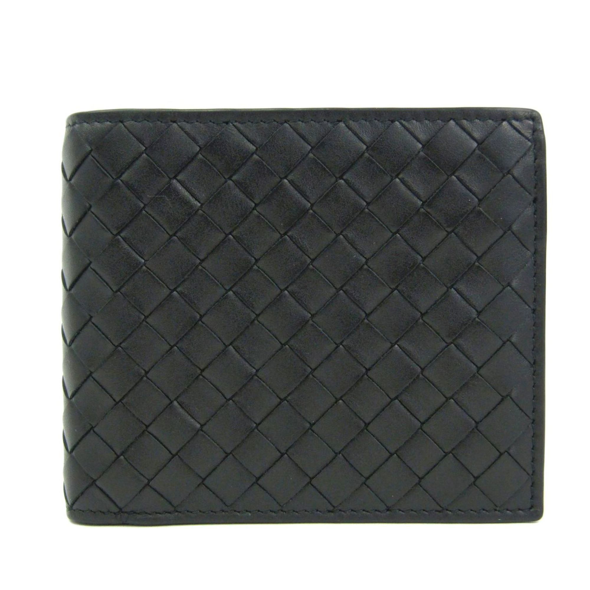 BOTTEGA VENETA Bifold Wallet Intrecciato Calf Leather Black 193642