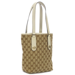 Gucci GG pattern tote bag canvas leather beige white 153361