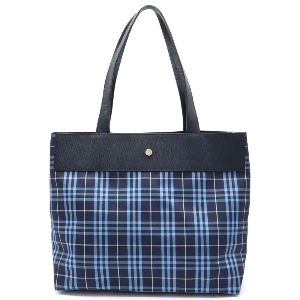 BURBERRY Nova Check Tote Bag Handbag Shoulder Nylon Leather Navy Blue |  eLADY Globazone