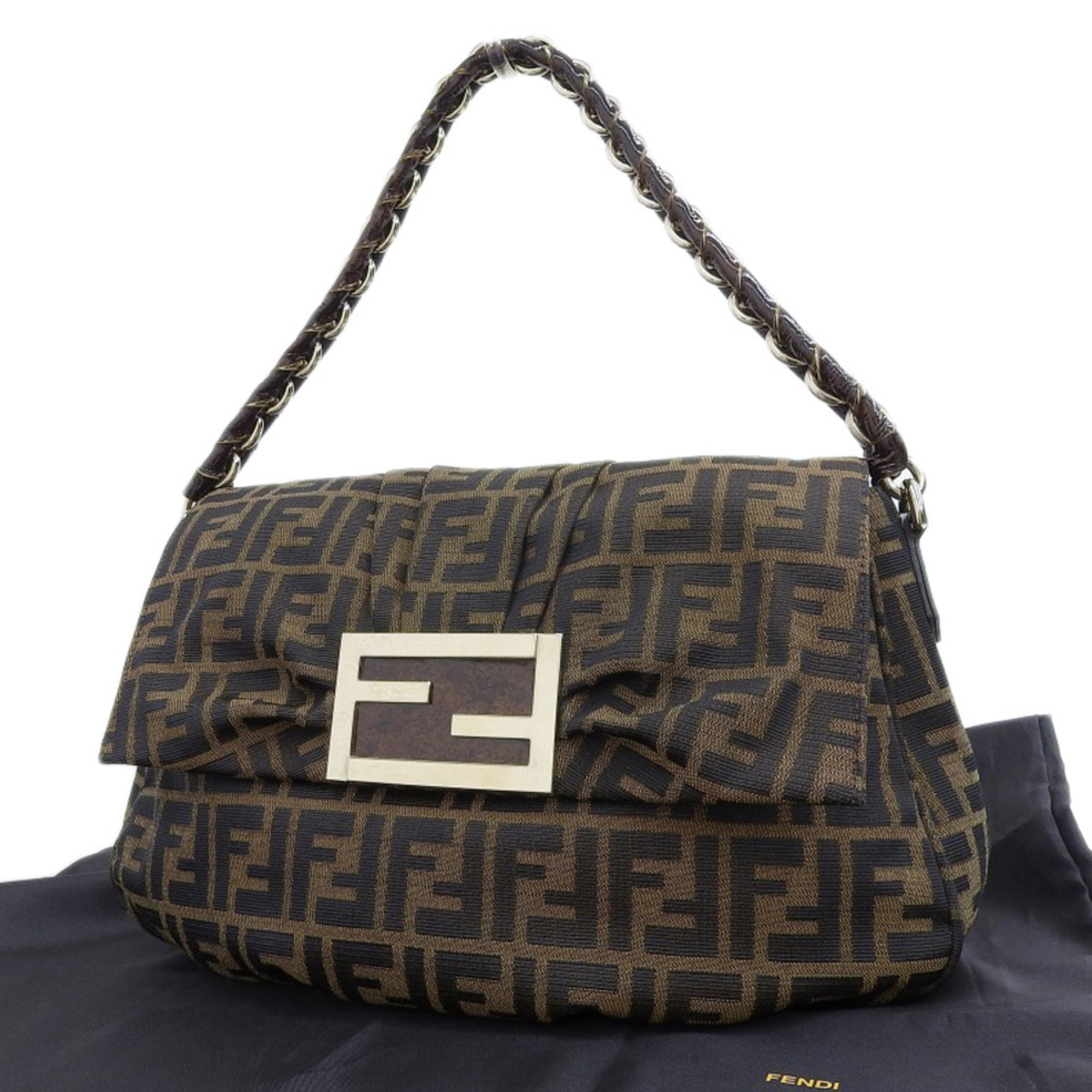 FENDI Women's one-shoulder bag Gold metal enamel handle strap