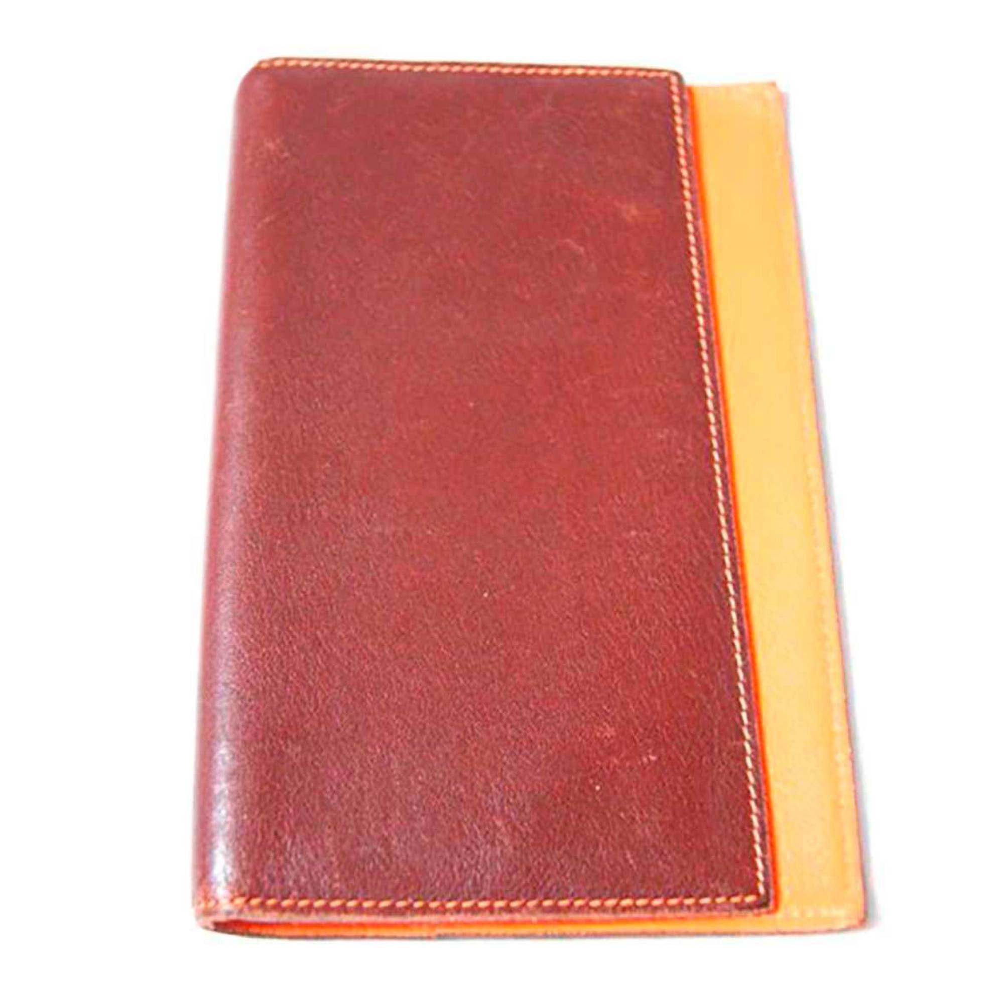 HERMES system notebook cover brown X orange NT