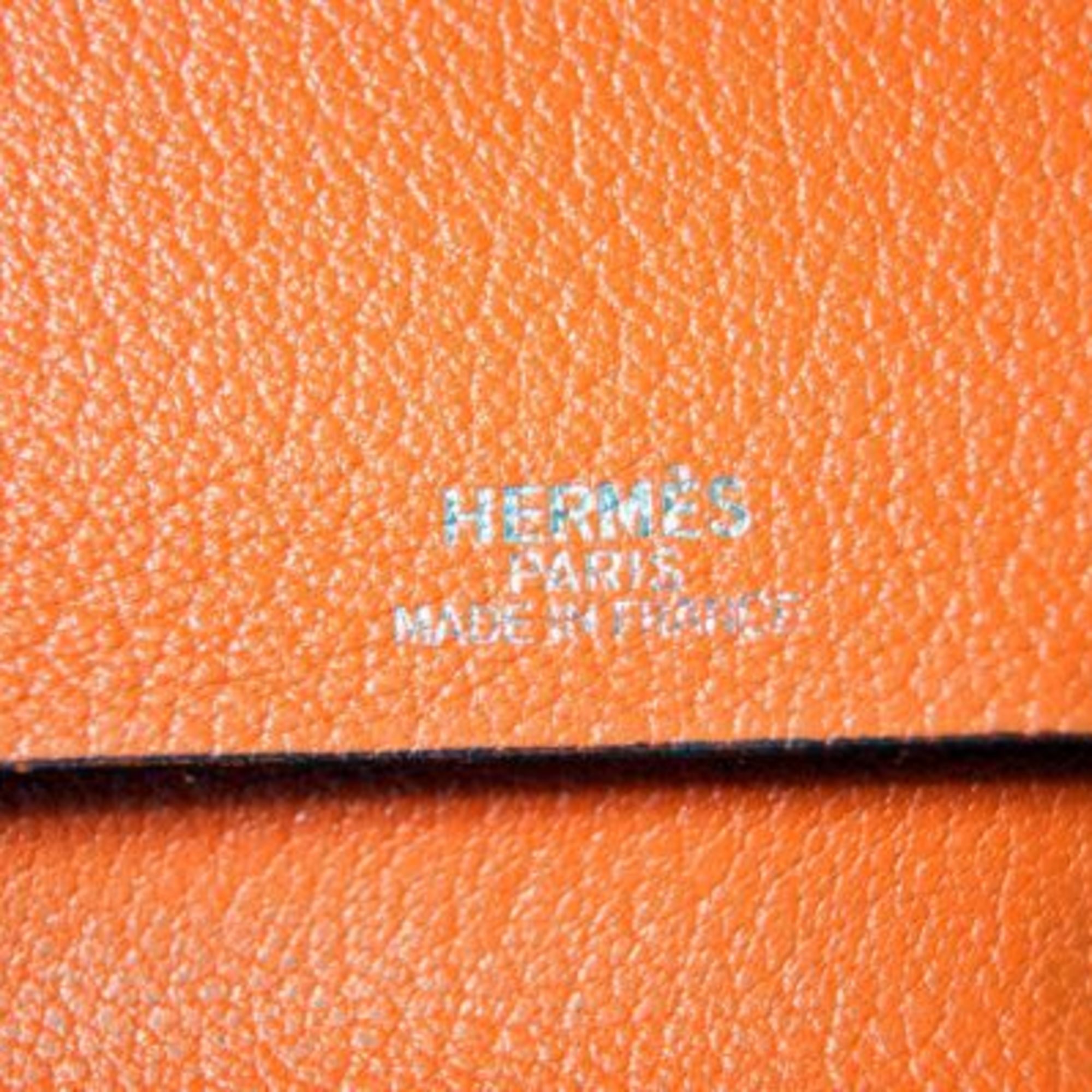 HERMES system notebook cover brown X orange NT