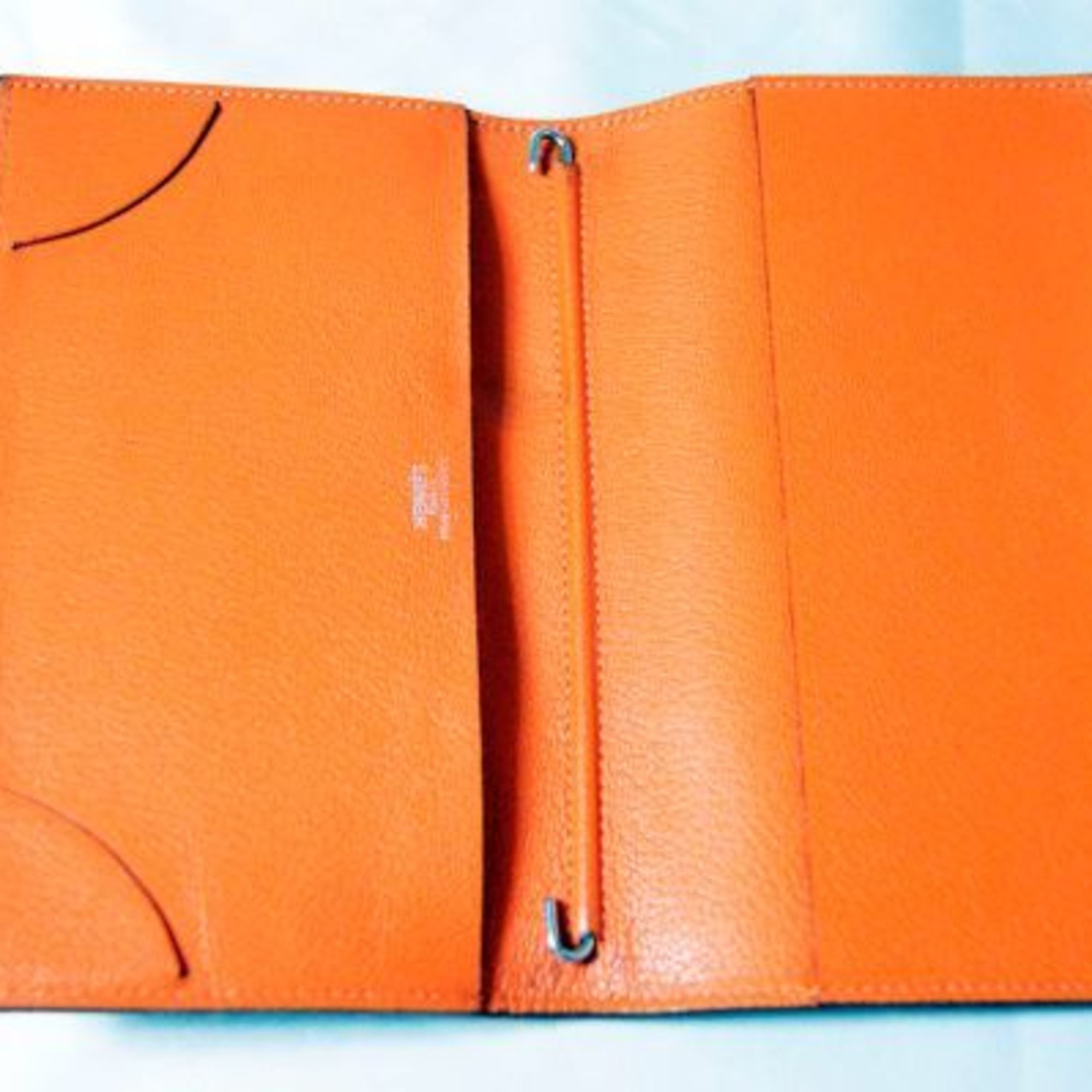 HERMES system notebook cover brown X orange NT